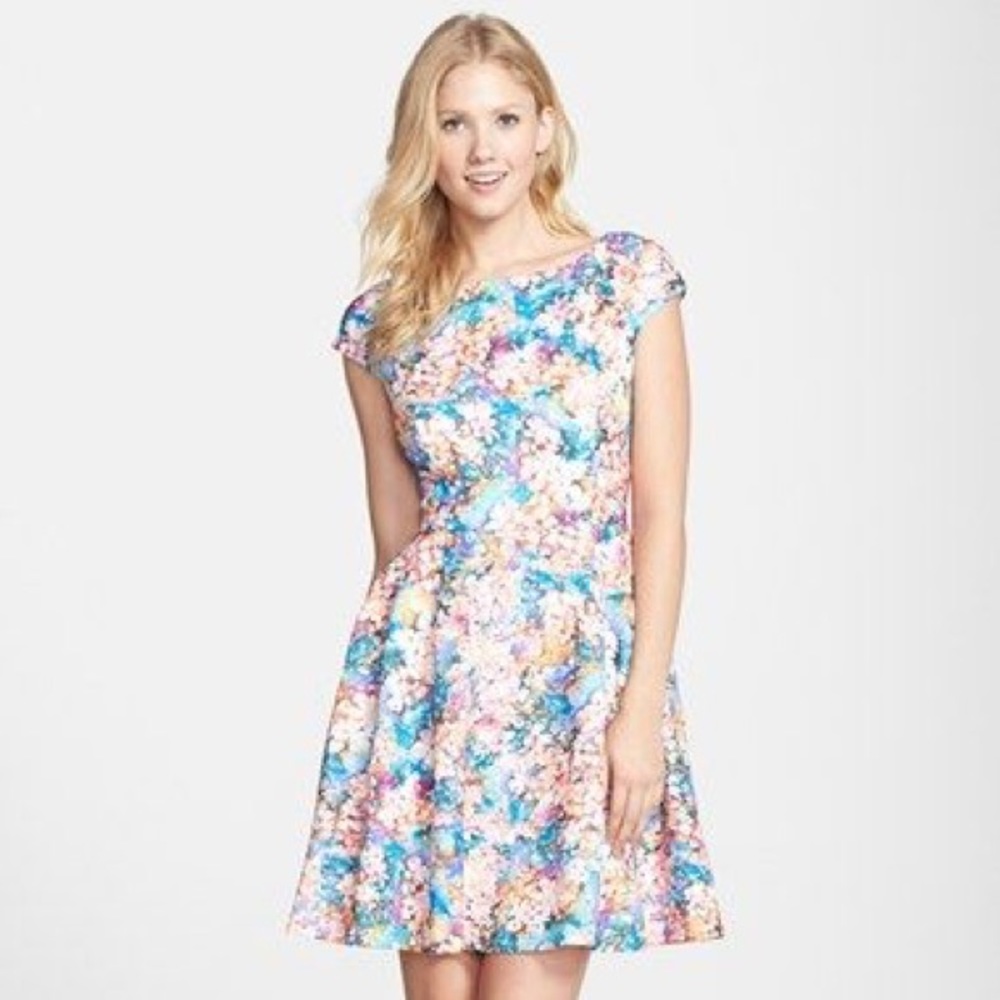 Betsey Johnson laser cut floral scuba dress